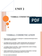 Unit 2: Verbal Communication