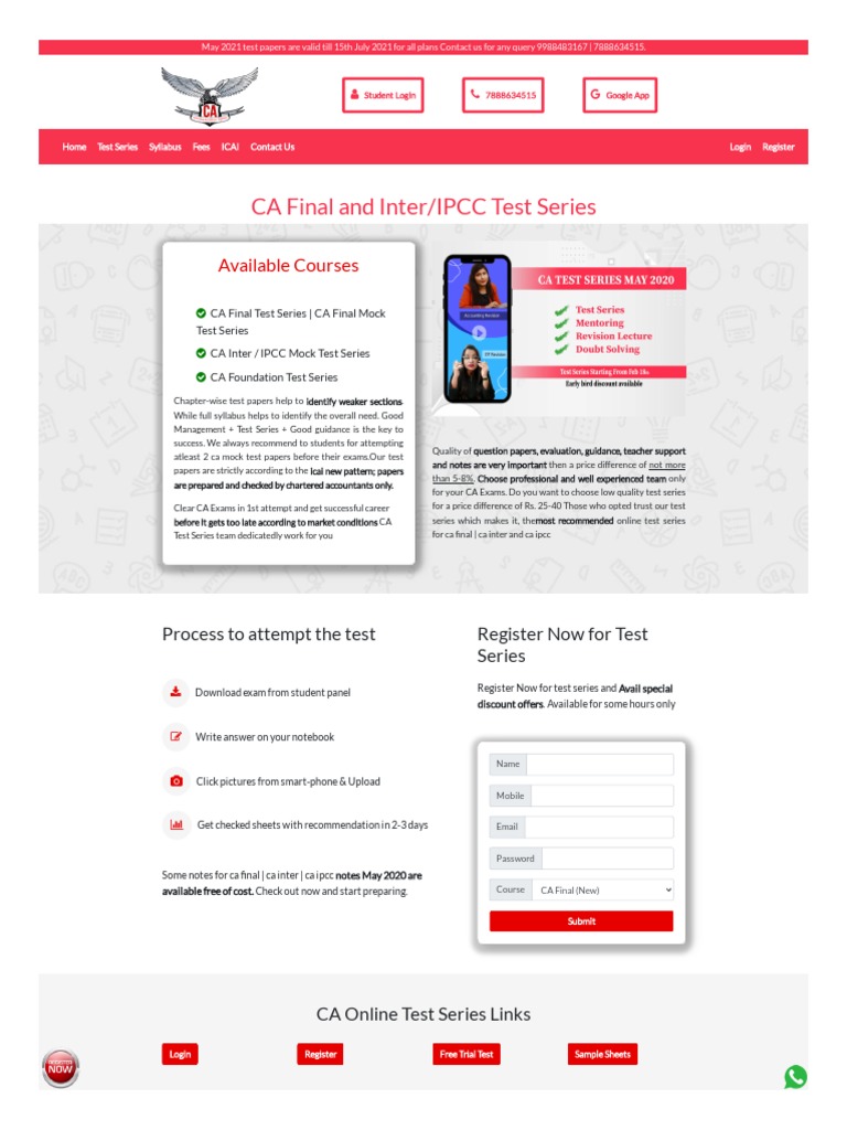 CA Test Series - CA Exam Series - CA Final Test Serie - CA Inter Test ...