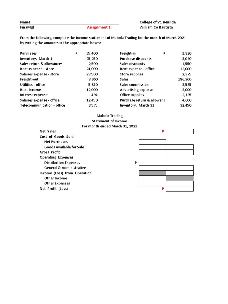 FinaMgt Assignment 1 | PDF