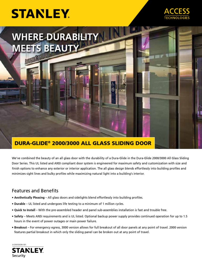 Stanley DuraGlide All Glass WEB 0125 PDF Door Manufactured Goods