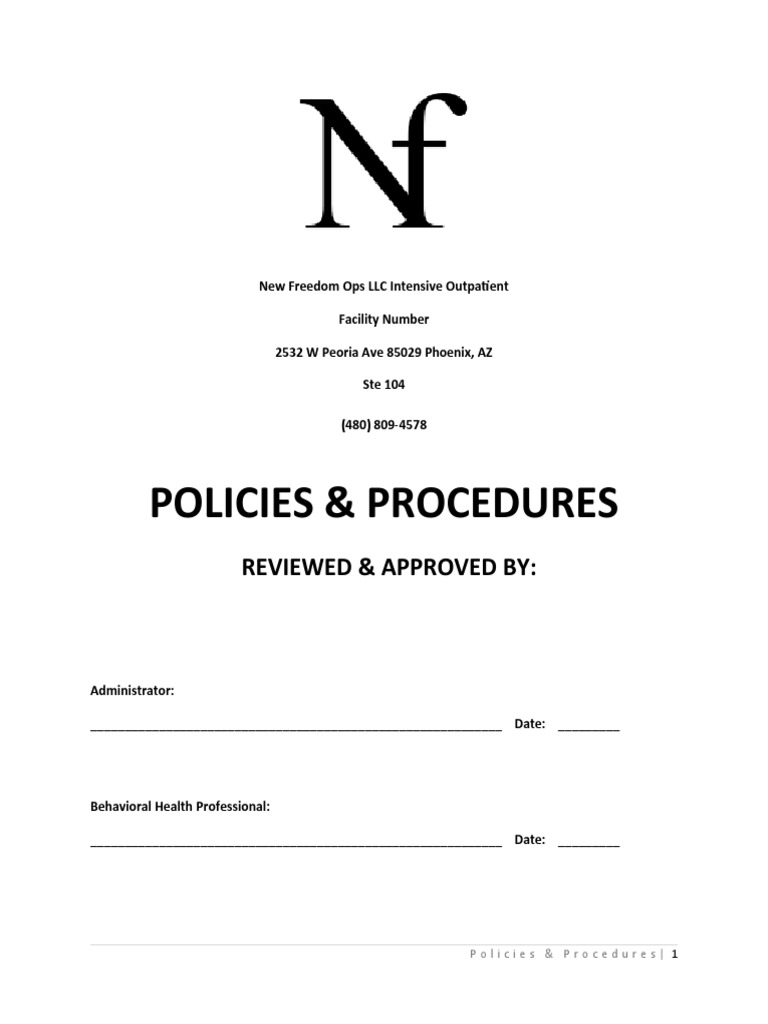 New Freedom Ops LLC Iop P&P PDF Patient Confidentiality