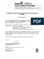 Colegio Técnico Palermo: La Suscrita Secretaria Academica Del Colegio Tecnico Palermo Hace Constar