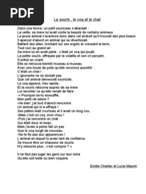 La Souris Le Coq Et Le Chat Fable Lucie Emilie