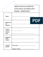 Answering Sheet of The Final Examination of BA-2019-2020