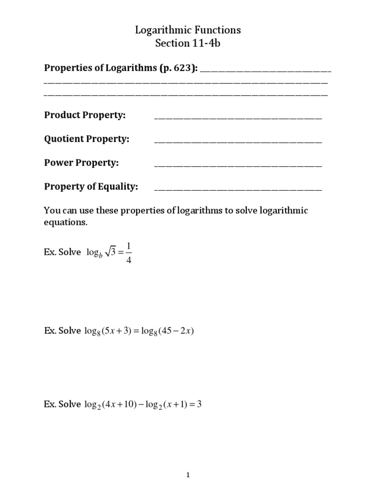 Properties of Logarithmic Functions | PDF | Computers
