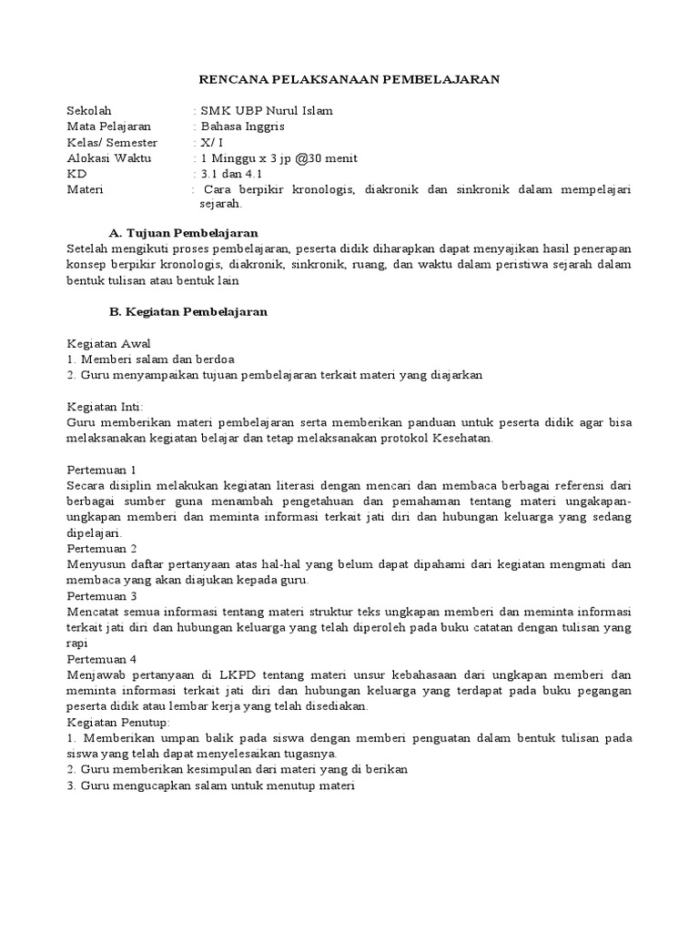 RPP Bahasa Inggris SMK Kurikulum Merdeka | PDF