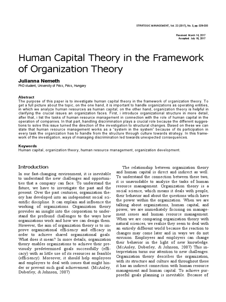 Human Capital Theory PDF Motivation Motivational