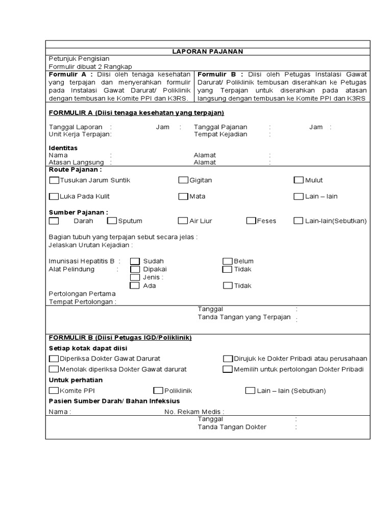 Formulir Pasca Pajanan | PDF