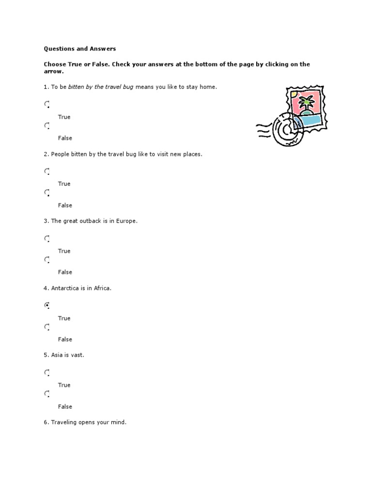 Travel and Friendship True/False Quiz | PDF | Wellness