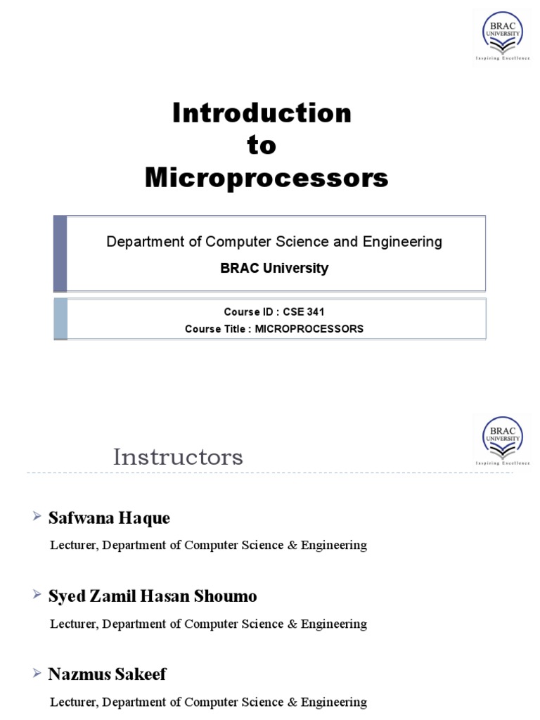 To Microprocessors: Department of Computer Science and Engineering ...