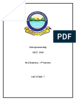 Entrepreneurship MGT-3103: BS (Chemistry) - 2 Semester