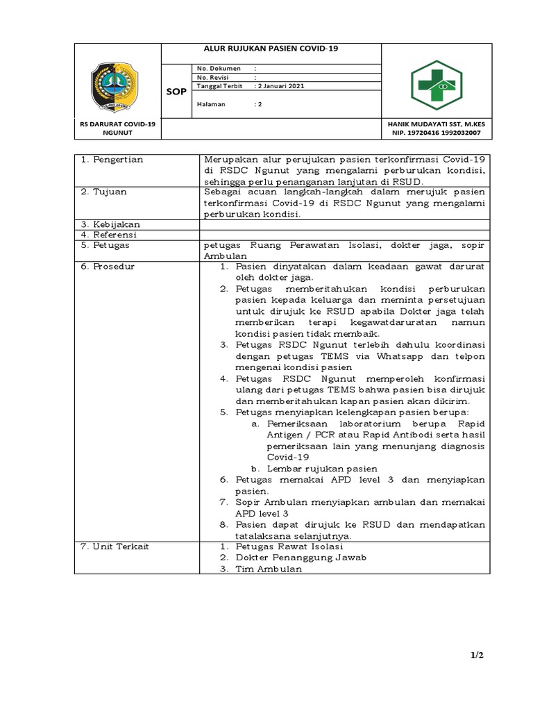 SOP Alur Rujuk Pasien Covid | PDF