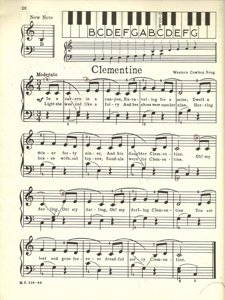 Clementine Piano Sheet Music Red Book Hirschberg Pdf