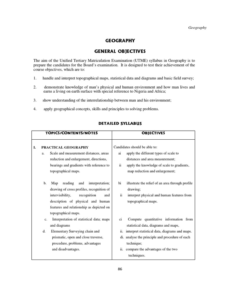 Geography Jamb Syllabus Download Free PDF Map Soil