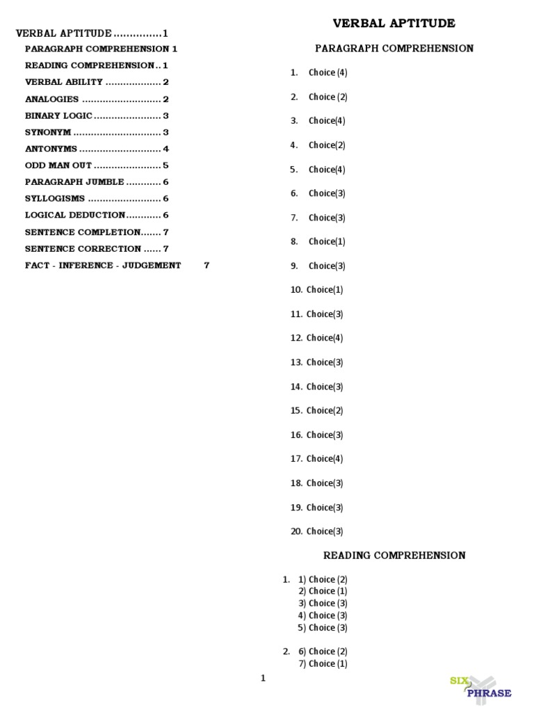 Verbal Aptitude Test Questions Guide | PDF | Volcano | Halloween