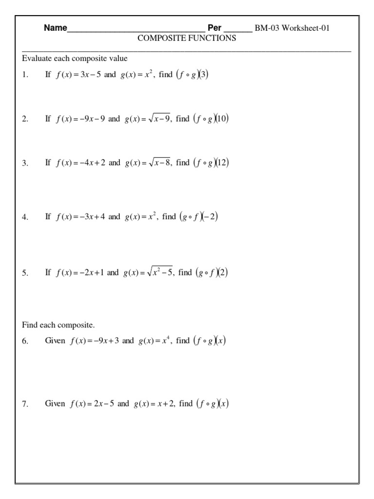 Composite Function Worksheet 02 Pdf Software Engineering Analysis