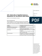 VHL University of Applied Sciences Regulation For Enrolment 2019-2020