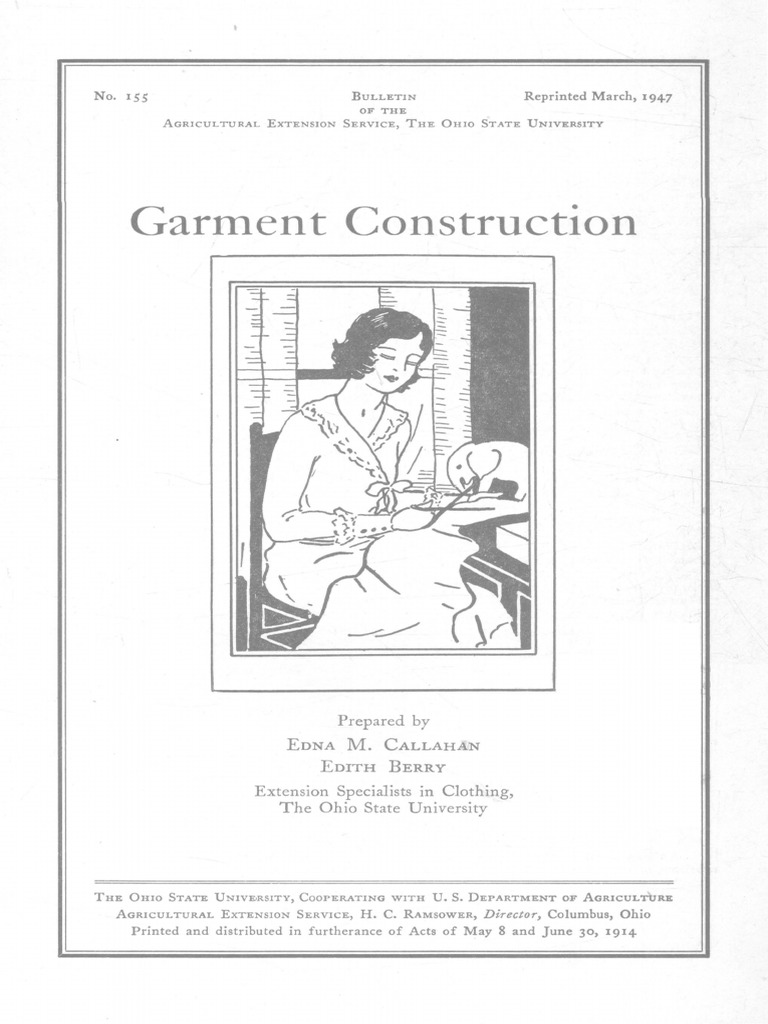 Garment Construction of The Agrjcultural Extension 0hjo PDF Sewing