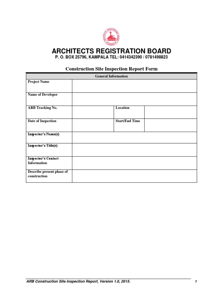 ARB Construction Site Inspection Report | PDF | Architect | Water Pollution