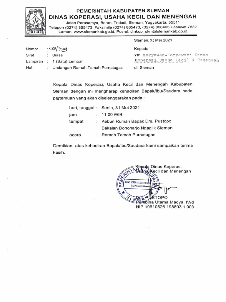 Undangan Ramah Tamah Purnatugas | PDF