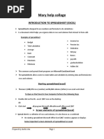 Mary Help Collage: Introduction To Spreadsheet (Excel)