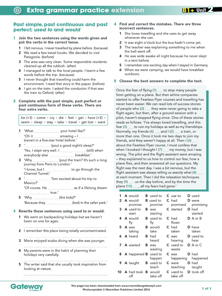 B1+ UNIT 2 Extra Grammar Practice Extension | PDF