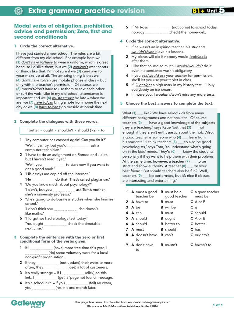 B1+ UNIT 5 Extra Grammar Practice Revision | PDF | Teachers | Communication