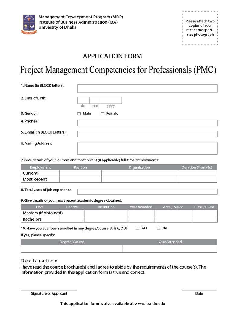 PMC Application Form - 21 | PDF