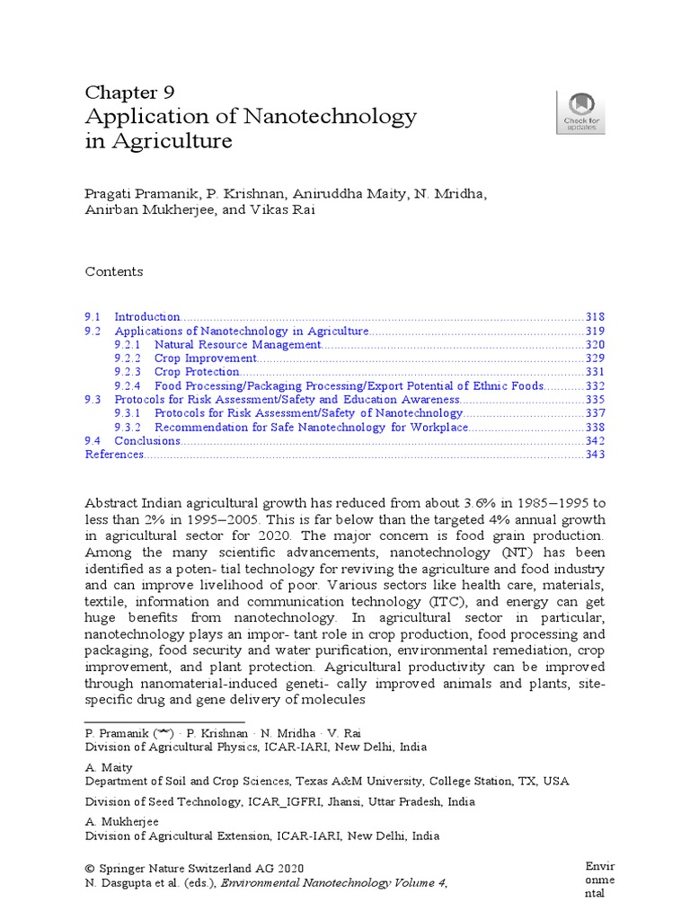 Application of Nanotechnology in Agriculture | PDF | Nanotechnology ...