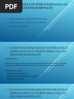 Keselamatan Di Tempat Kerja Dalam Industri Hospitaliti Pdf