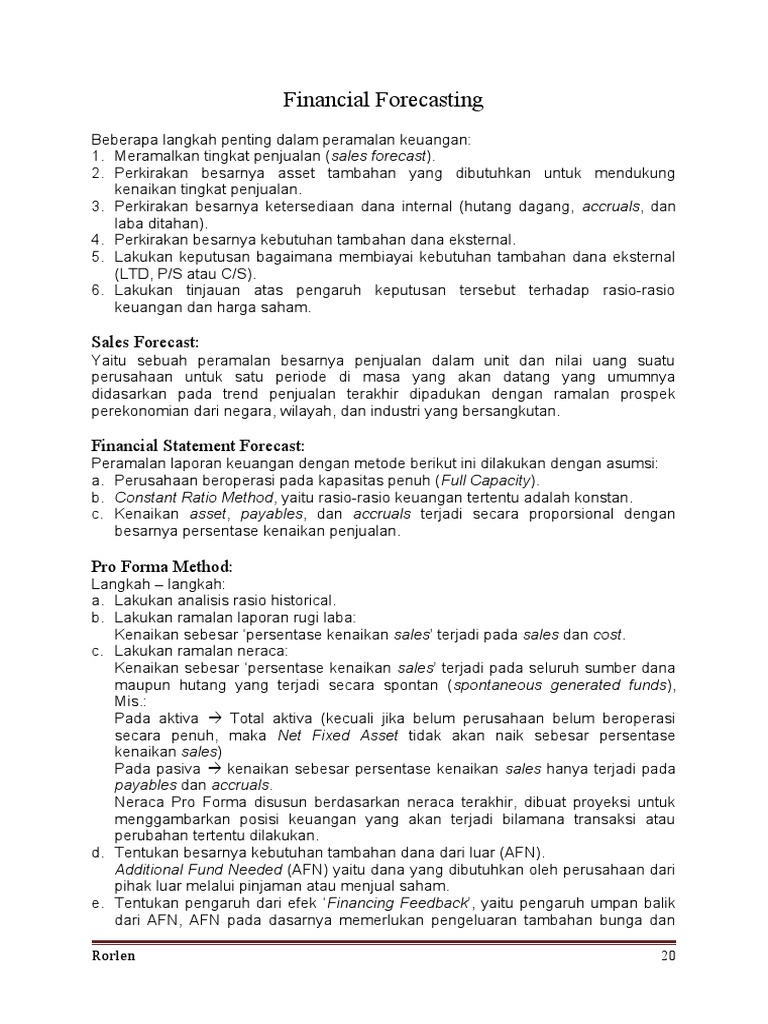Proyeksi Kebutuhan Dana Eksternal AFN | PDF | Bisnis | Pengelolaan ...