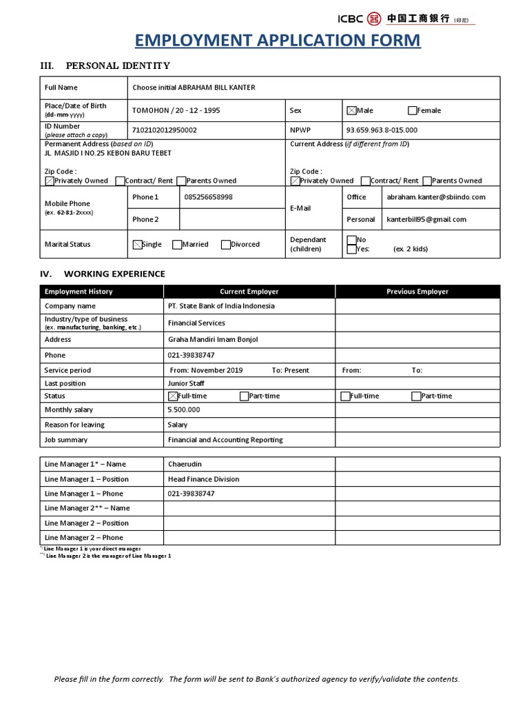 EMAF - Employment Application Form | PDF | Business