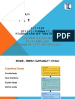 Model Three-Paragraph Essay: EDDN515 Strenghtening Your Reading and Writing Skills
