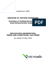 Register of Testing Companies Provision of Testing Services For Road Infrastructure Contracts