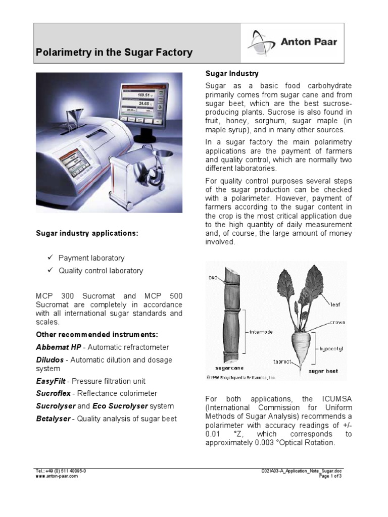 Polarimetry Applications in Sugar Industry | PDF | Sucrose ...