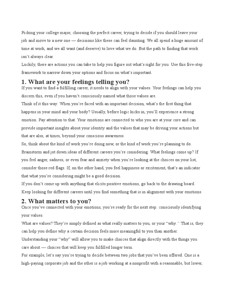 How To Make Better Decisions About Your Career Pdf Feeling Motivation