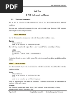 Unit Two 2. PHP Statements and Forms