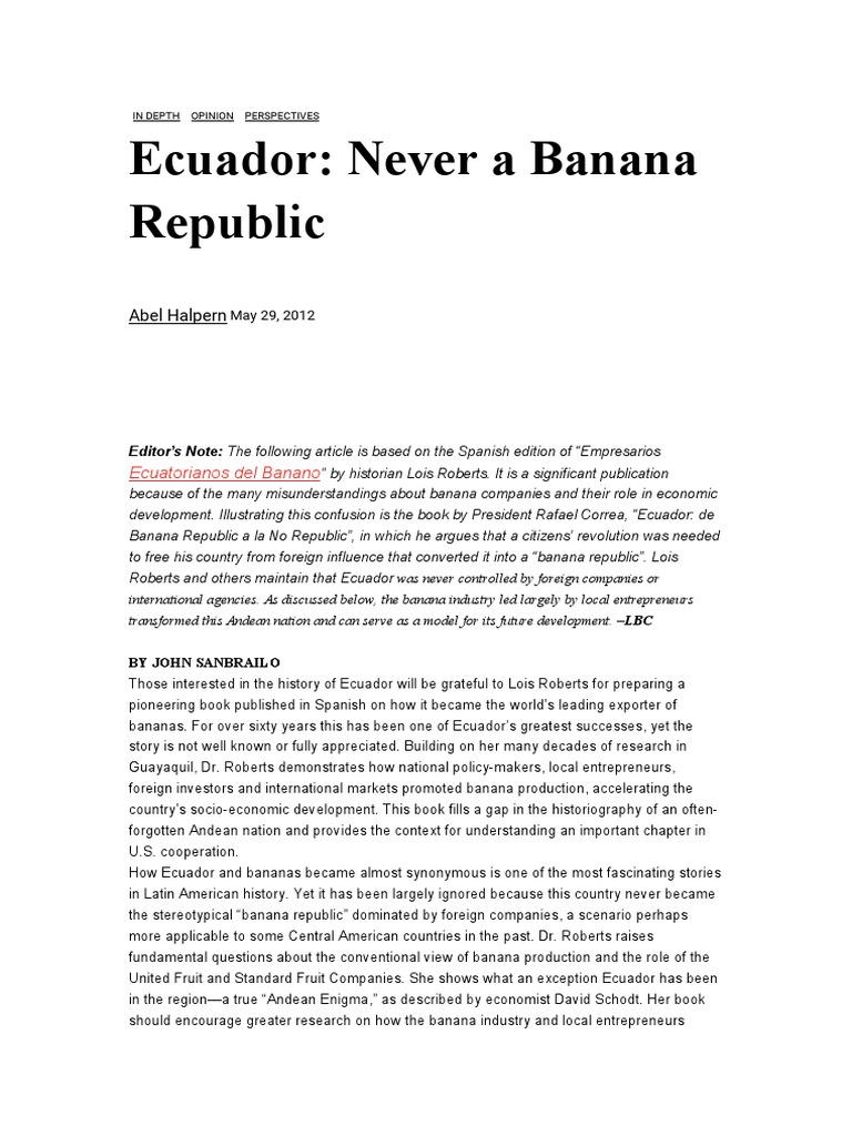 Ecuador Never A Banana Republic PDF Ecuador Banana