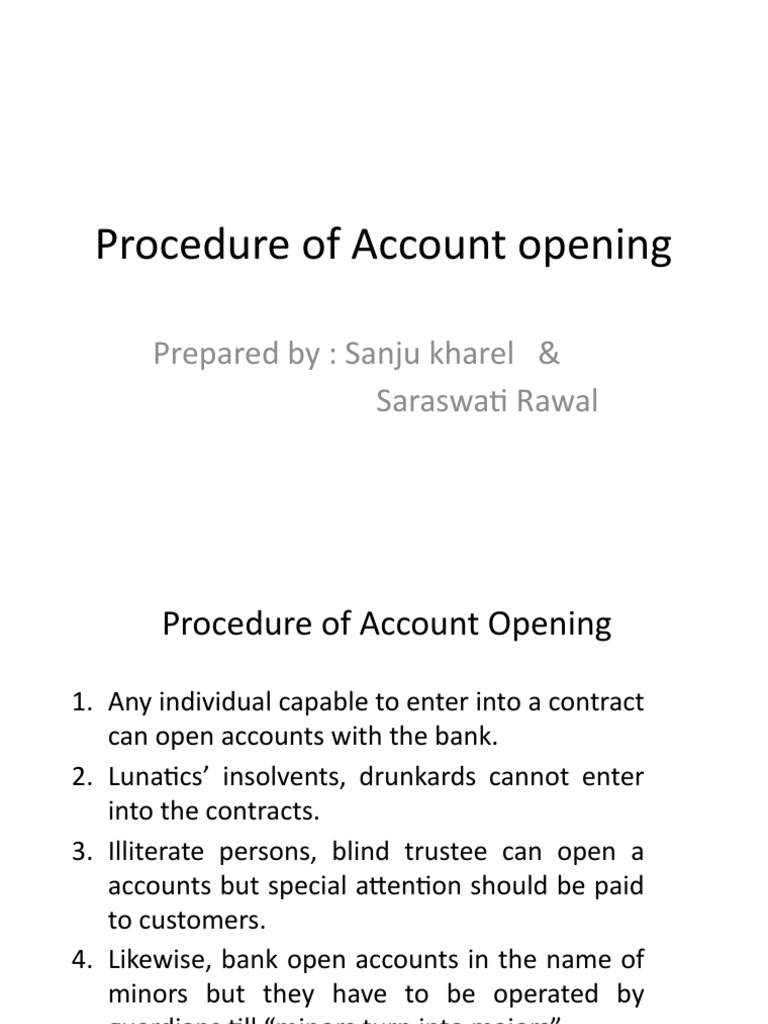 Bank Account Opening Procedure Guide | PDF | Cheque | Banks