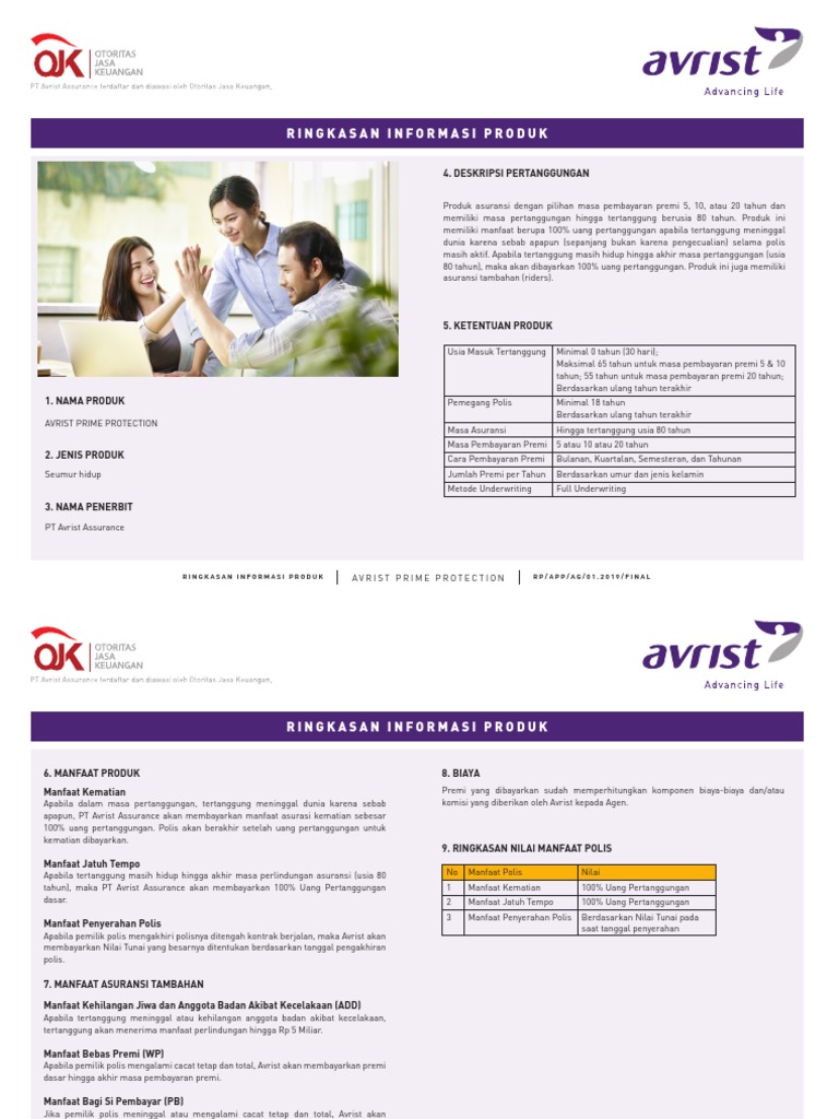 Asuransi Avrist Prime Protection | PDF | Pengelolaan Keuangan & Uang