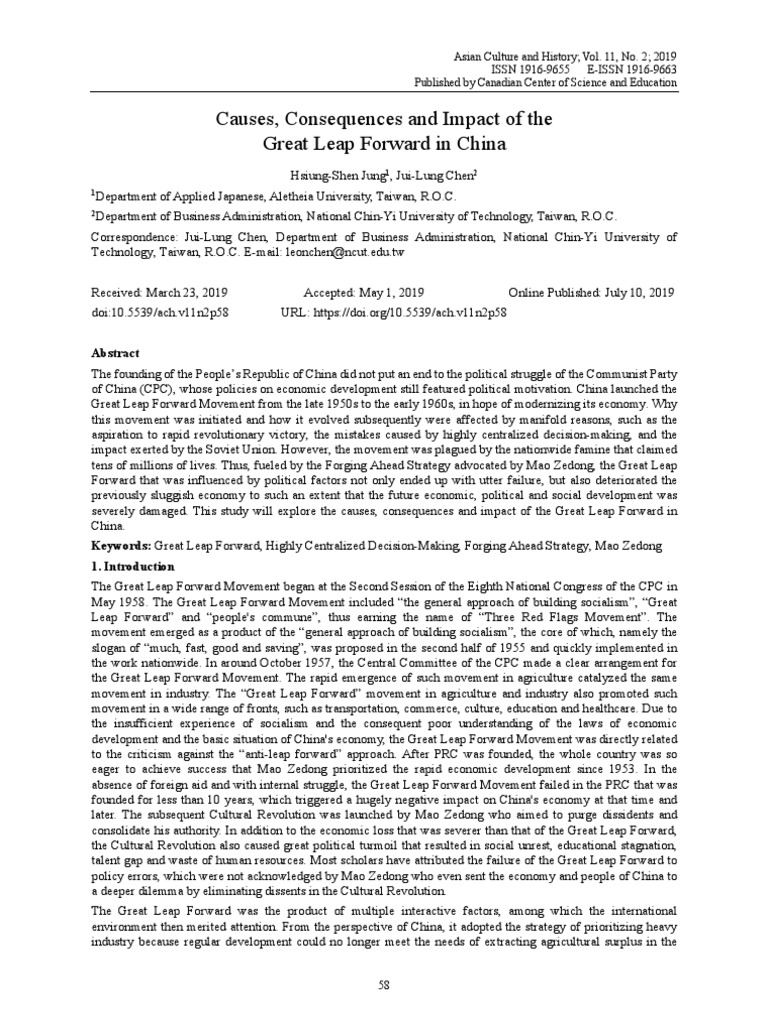 Causes, Consequences and Impact of The Great Leap Forward in China ...