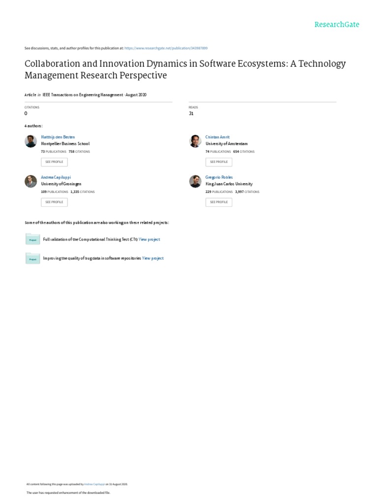 Software Ecosystems: Innovation Dynamics | PDF | Version Control ...