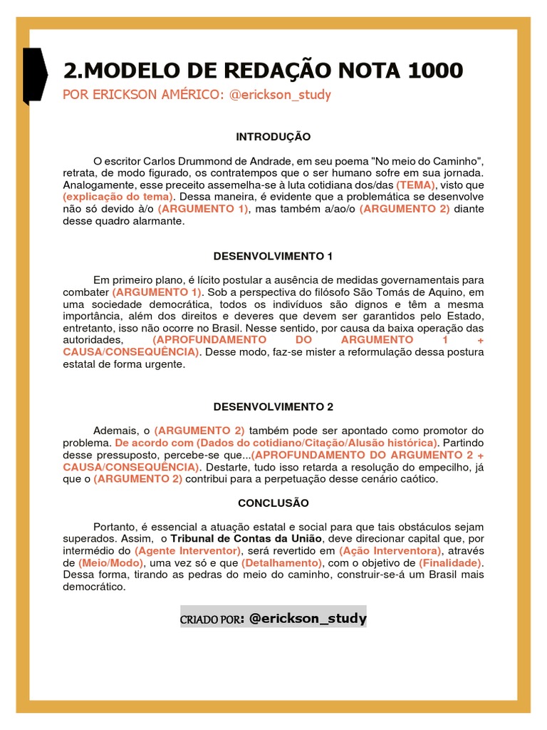 Modelo de Redação Nota 1000 Coringa | PDF