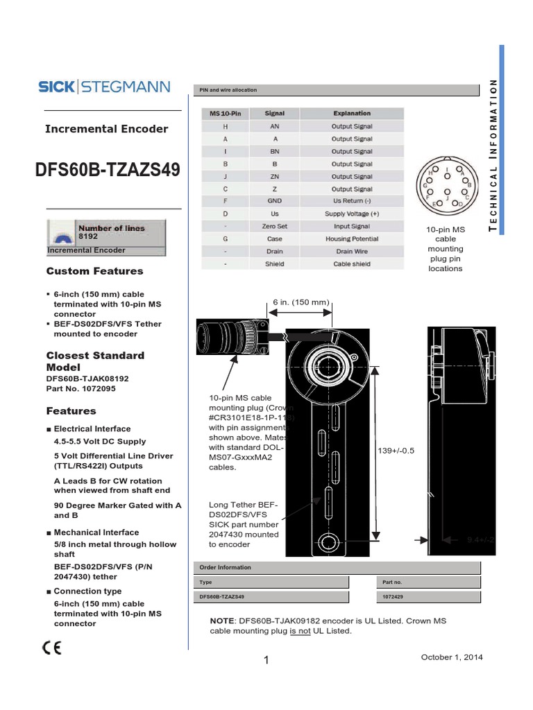 DFS60B-TZAZS49 Encoder Specifications | PDF | Electrical Connector ...