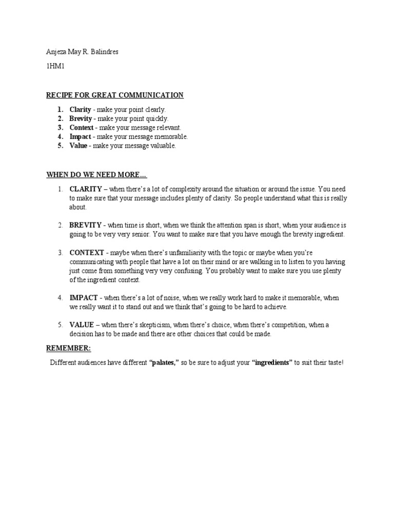 Key Ingredients for Effective Communication | PDF | Communication ...