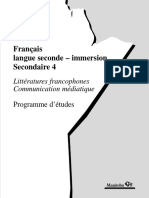 Manitoba Francais Langue Seconde-Immersion Secondaire 4