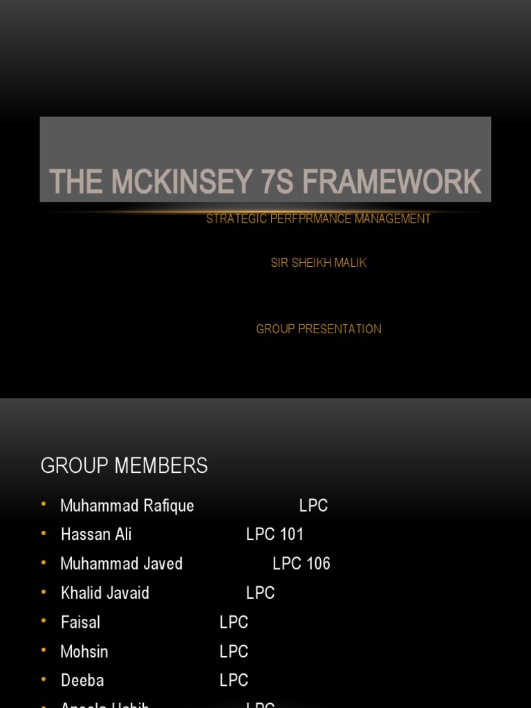 The Mckinsey 7S Framework: Strategic Perfprmance Management | PDF ...