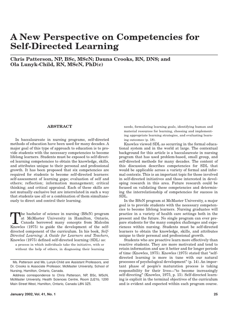 Competencies for Self-Directed Learning | PDF | Critical Thinking ...