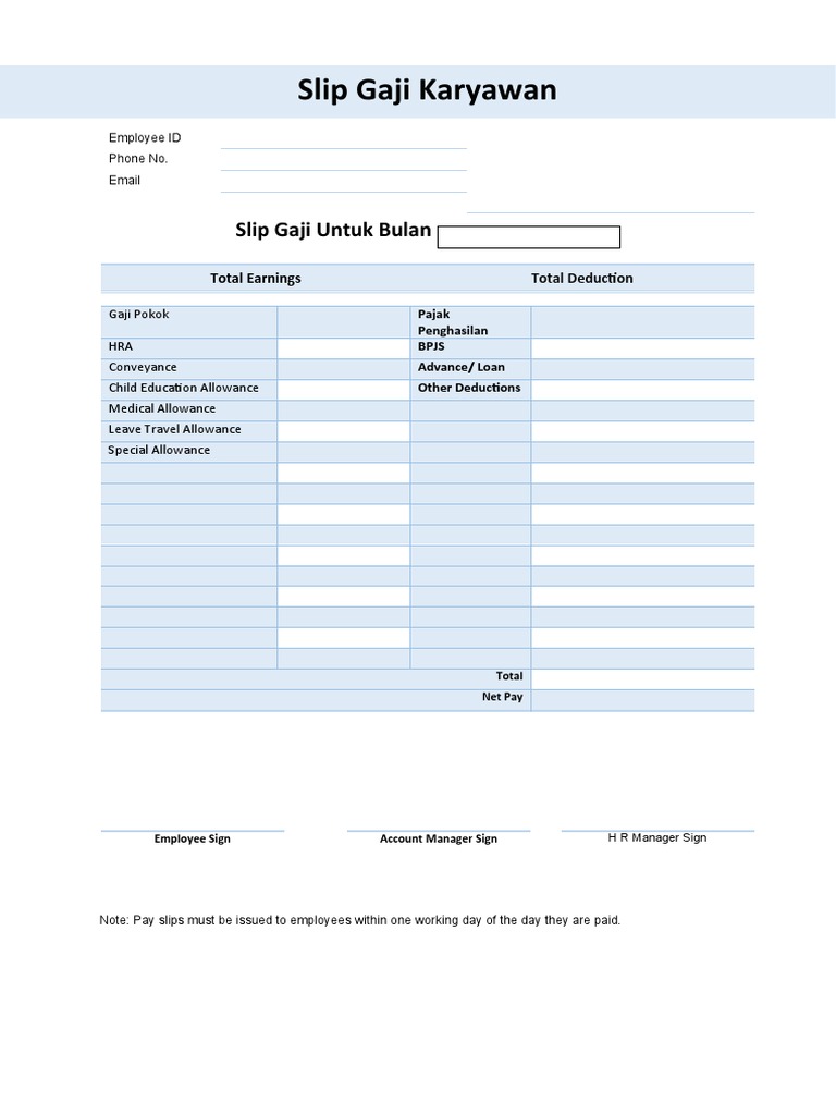 Gratis Contoh Slip Gaji Karyawan Sederhana Dalam Word PDF