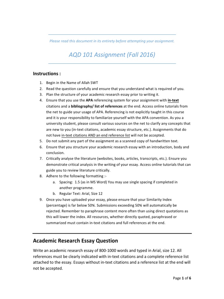 AQD 101 Academic Essay Guidelines | PDF | Plagiarism | Essays